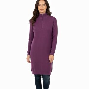 Zesica Purple Ribbed Zip-Up Sweater